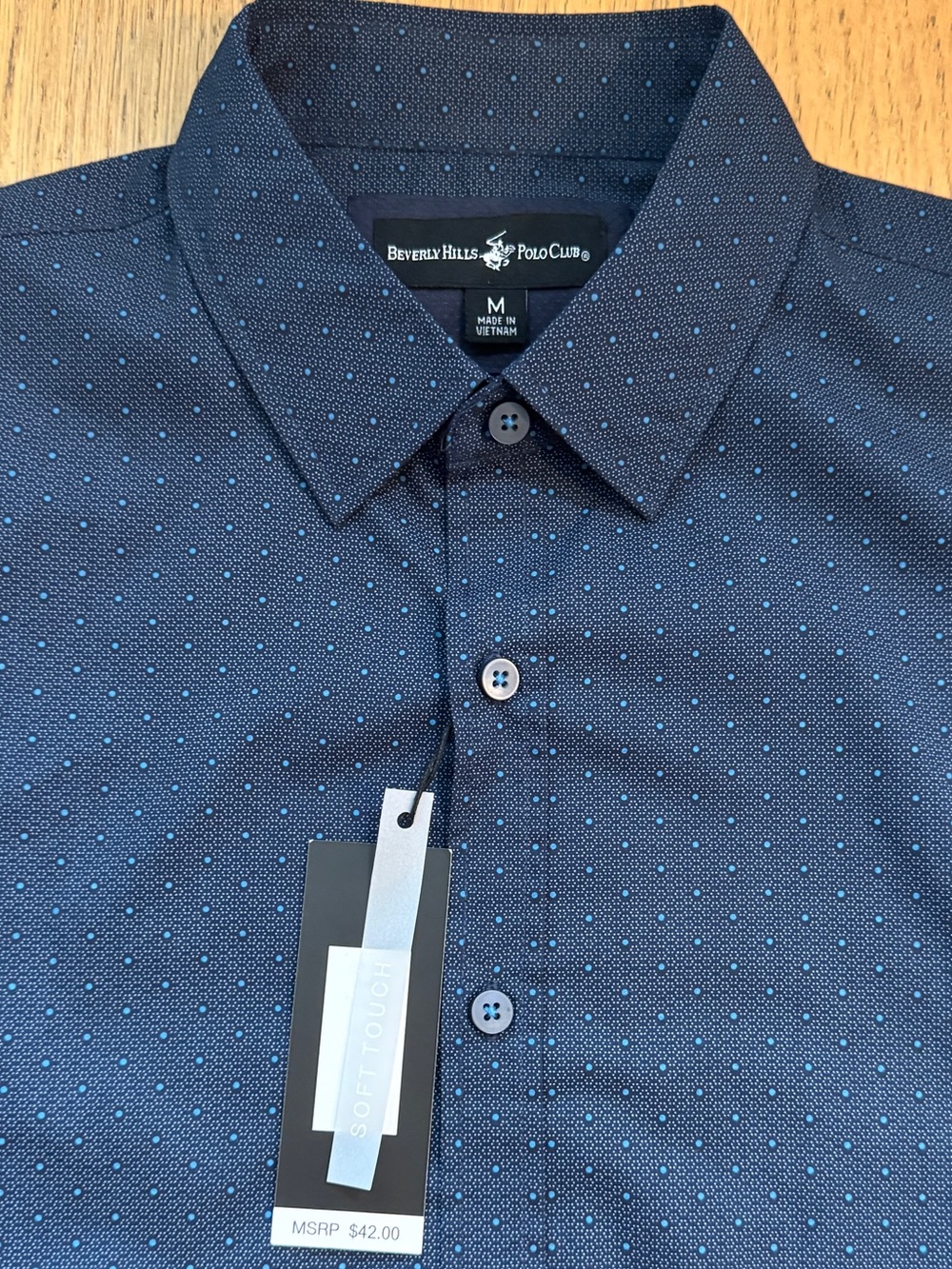 Men’s Navy Short Sleeve Cotton Shirt NWT - Size M - Picture 4 of 7